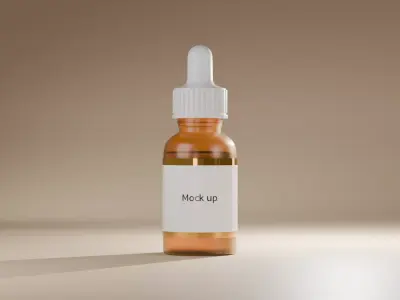 Dropper Bottle 3D Model Cosmetic Serum Packaging Mockup 3D model