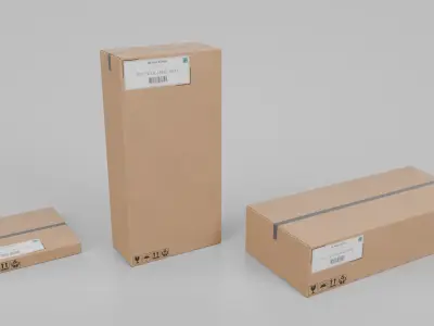 Large Storage Cardboard Boxes - Rigged and Customizable Set 3D Model Pack