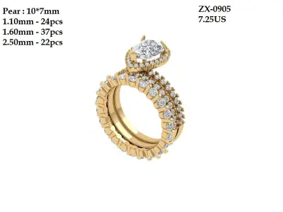 Pear Ring and Wedding band 3D print model purchase