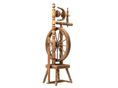 Spinning wheel Low-poly 3D model