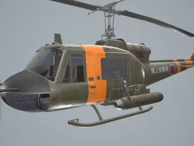 Bell UH-1B JGSDF Basic Animation Low-poly 3D model