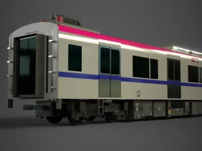 KEIO 5000 Commuter Train 3D Model Optimized-poly Low-poly 3D model