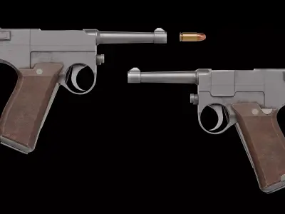Glisenti Model 1910 pistol Low-poly 3D model