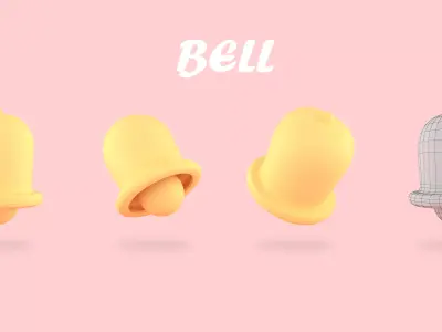 bell 3d cartoon Low-poly 3D model