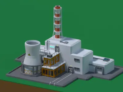 Nuclear station Low-poly Free low-poly 3D model