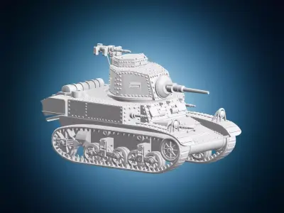 Military Light Tank Armored Vehicle Miniature 3D print model