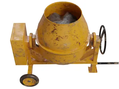 Portable Concrete Mixer Low-poly 3D model