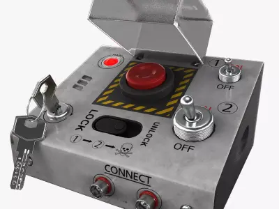 Detonator metal box with button 3D model