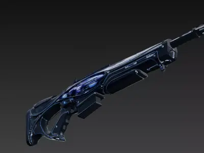 Cartoon Cyberpunk Rifle PBR 3D Model Low-poly 3D model