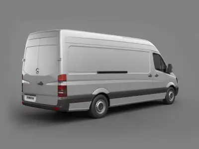 White Mercedes Moving Van 3D model