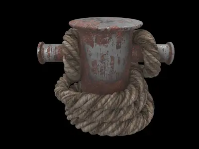 large rope and dock support 01 3D model