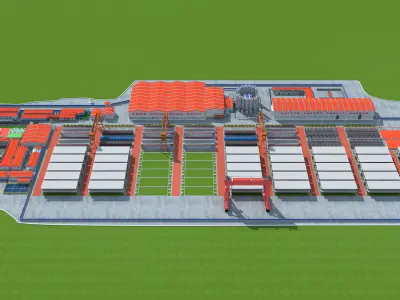 Cement bridge manufacturing plant 3D model