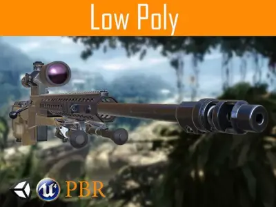 Sniper rifle PBR Low-poly 3D model