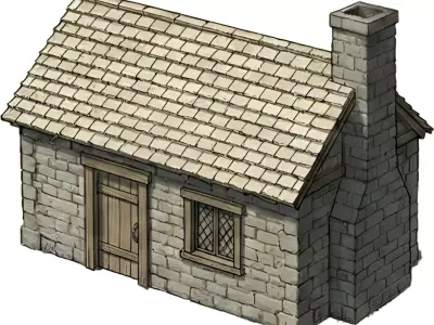 Realistic Medieval Stone Cottage 3D Model for Environment Design 3D model