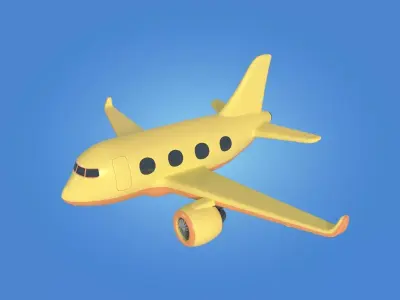 Cartoon Plane Low-poly 3D model get