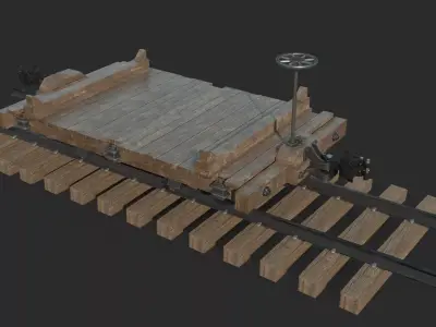 Old-fashioned vehicle rail transport vehicle 3D model