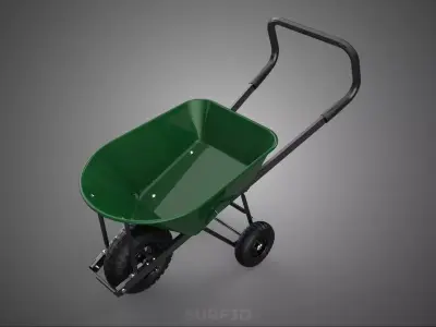 3 THREE WHEELS WHEELED WHEEL BARROW WHEELBARROW TIRE BASE CART 3D model
