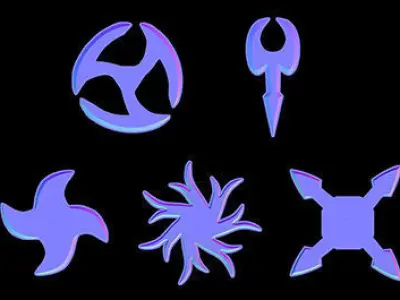 Shuriken Hard Surface for Substance Painter Vol 2  Low-poly 3D model