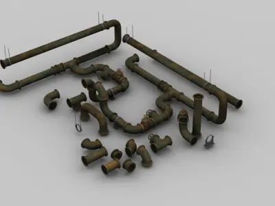 Pipe Set Lowpoly Low-poly 3D model