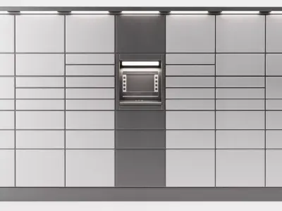Parcel Locker V2 - Automated Package Delivery Station Low-poly 3D model