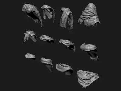 Scarfs for 3d Printable Characters Part 1 3D model