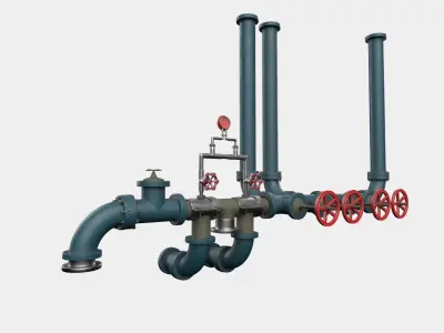 Pipeline1 pipes and valves 3D model
