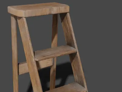 Old dusty wooden steps 3D model