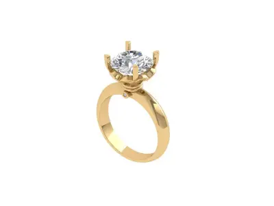 Solitaire Engagement Art Deco Ring 3D print model 42
