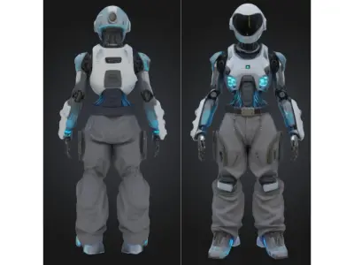 Futuristic Female Android Character Low-poly 3D model