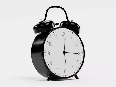 Alarm Clock - Black Twin Bell Analog Clock - Rigged 3D model