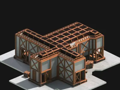 Medieval Low Poly Building Castle Wooden Village Stone House 28 Low-poly 3D model