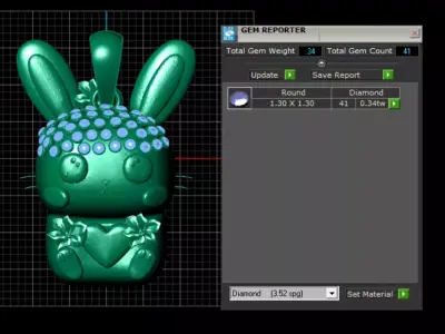 Diamond Bloom Bunny Charm 3D print model