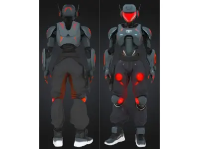 Red-Eyed Combat Android Low-poly 3D model