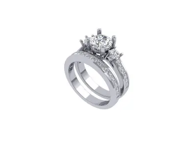 Solitair Ring Bridal Set 3D print model 49