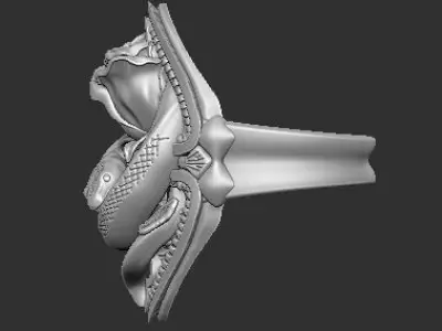 antique rose ring with 3d snake 3d printable model STL 3D print model
