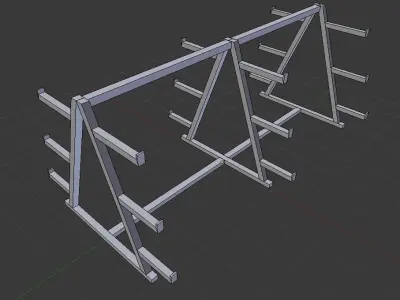 Steel tube holder for Games Low-Poly with Textures Low-poly 3D model