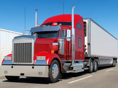 Truck 6X4 With Trailer 3D model