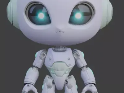 Cute Chibi Alien Robot 3D Model Low-poly 3D model