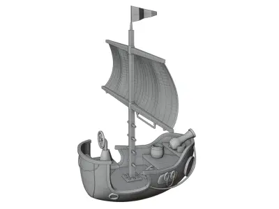 Old Stylized Boat Low-poly 3D model