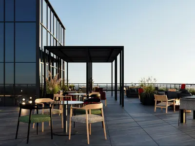 3D Rooftop Design Model  Modern Green Luxury Commercial Rooftop 3D model