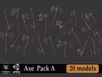 Axe Pack A Low-poly 3D model