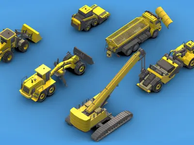Collection Construction Vehicles Low- Poly 2 Low-poly 3D model