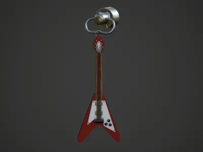 Electric Guitar Weapon Charm - Low Poly Game Ready Low-poly 3D model