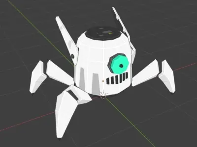 Low-poly Stylized Quadrapod Robot Low-poly 3D model