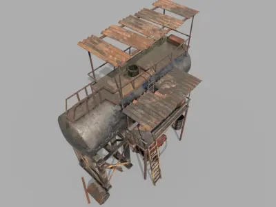 Post-Apocalyptic Oil Station  3D model