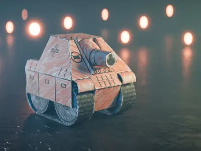 Paper Tanks Low-poly 3D model