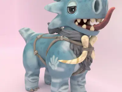Dino and Spears Free low-poly 3D model