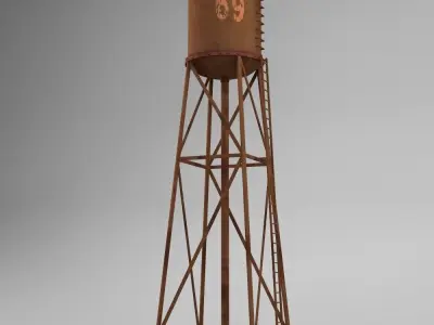 Water tower 02 Low-poly 3D model purchase