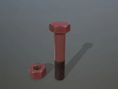 Bolts bolt and nut Low-poly 3D model 4