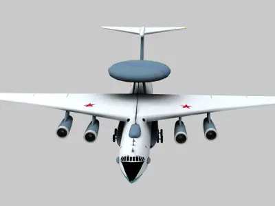 Lowpoly A-50 Mainstay Aircraft 3D Model Low-poly 3D model